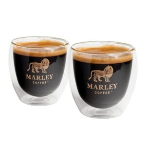 Set 2 Mini Glass Mugs Espresso